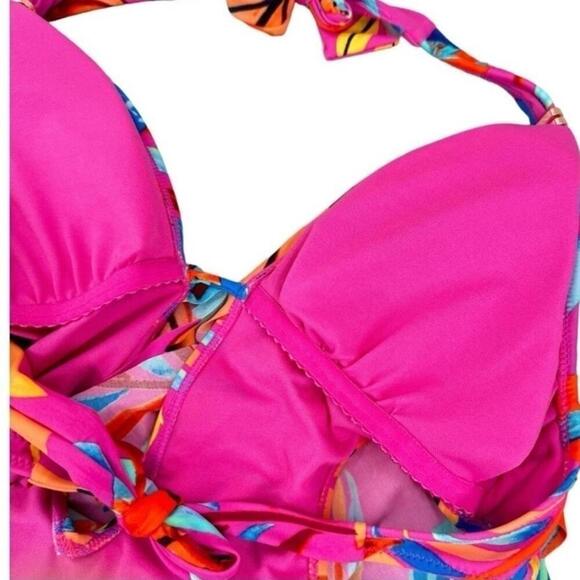 Bar III Women's Paradise in the Palms Cowl Neck Swimsuit,Magic Magenta 1 pc XS - Picture 5 of 8